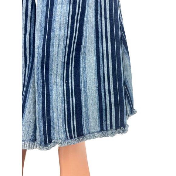 RARE NWT Free People Blue Stripe Super Flare Bell Bottom Jeans Boho Hippie Retro - Picture 14 of 16